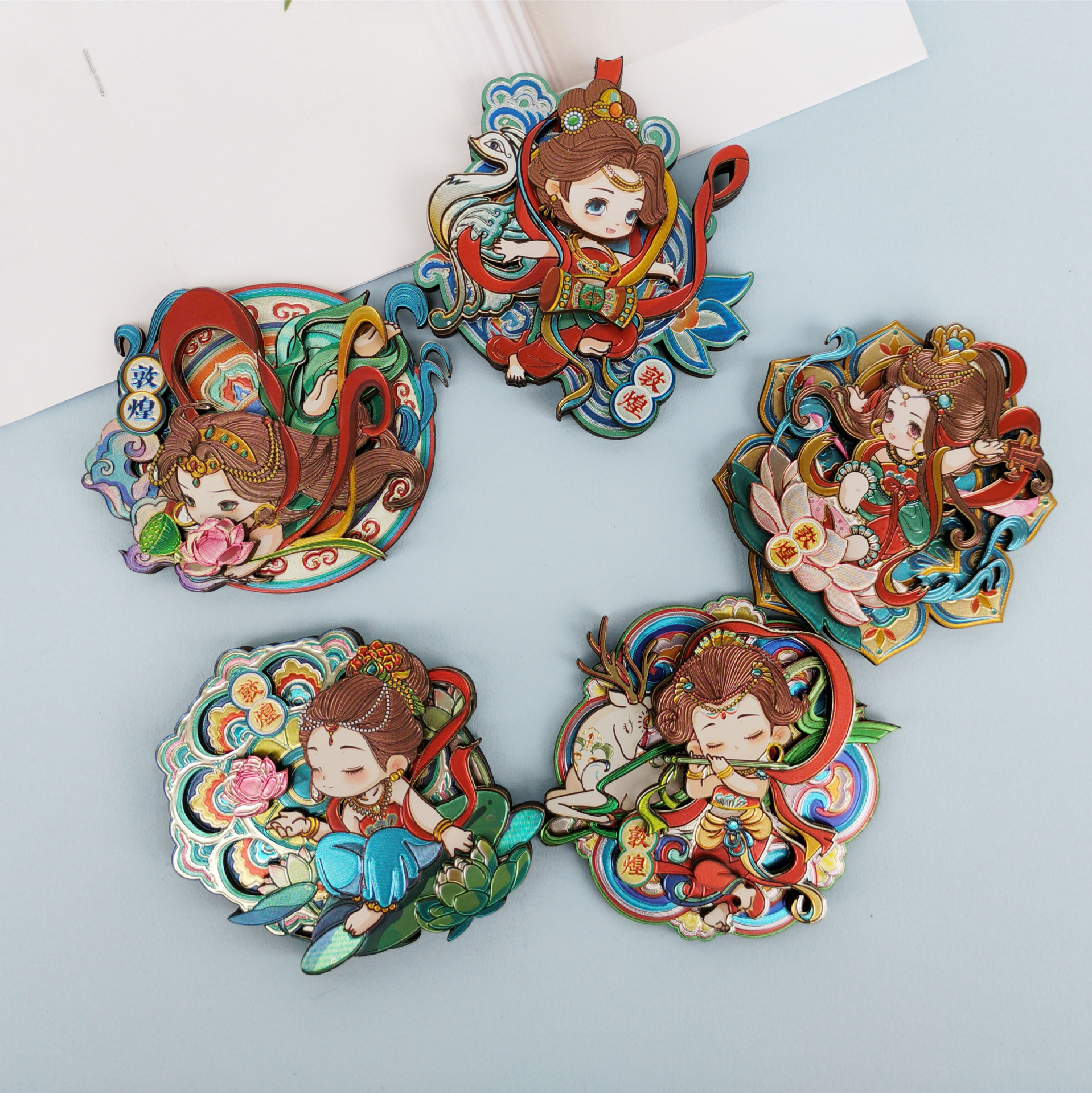 敦煌灵动飞天冰箱贴3D立体动感创意礼品磁性贴国潮木质文创礼物