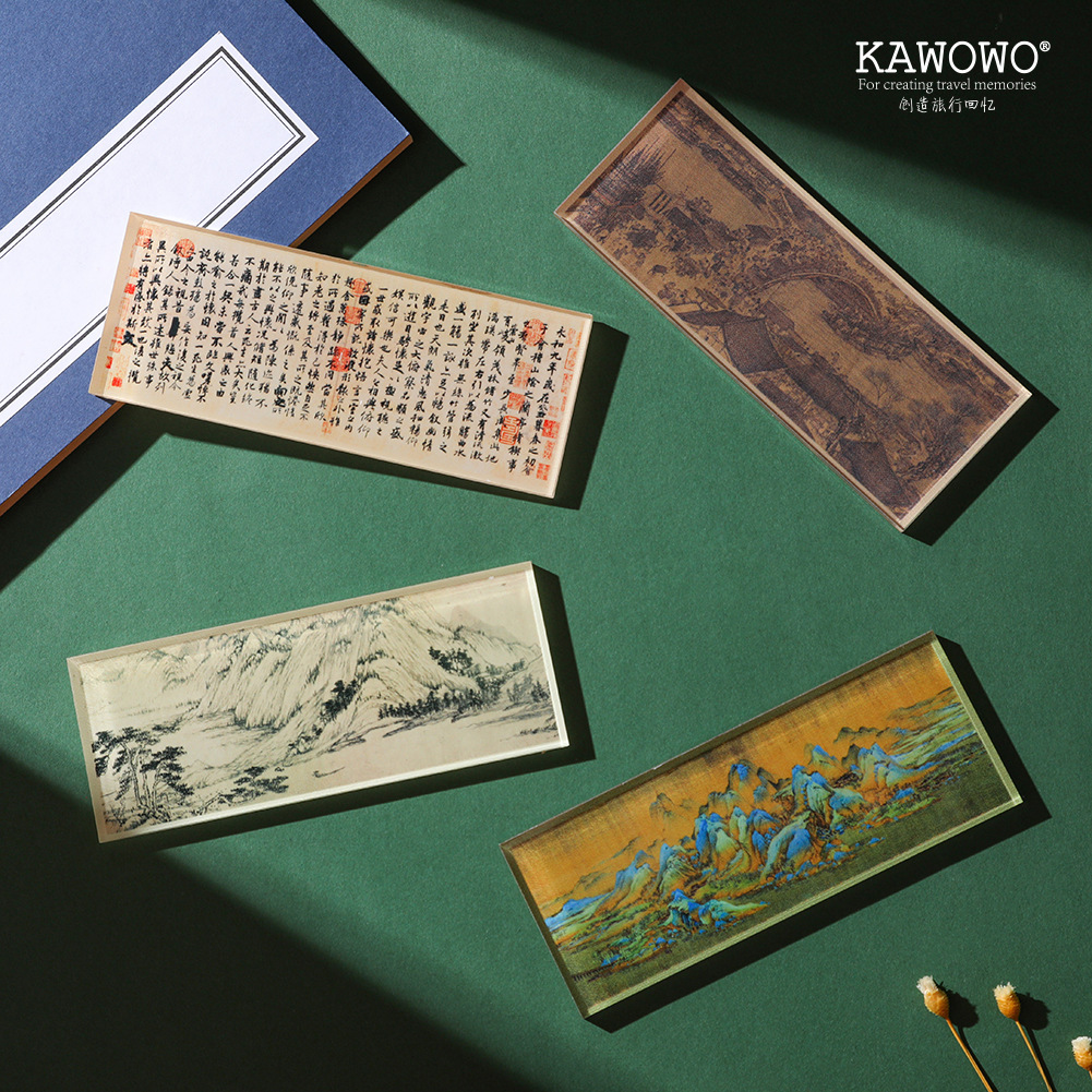 中国风四大名画系列超厚实透明亚克力冰箱贴家居简约装饰磁铁贴