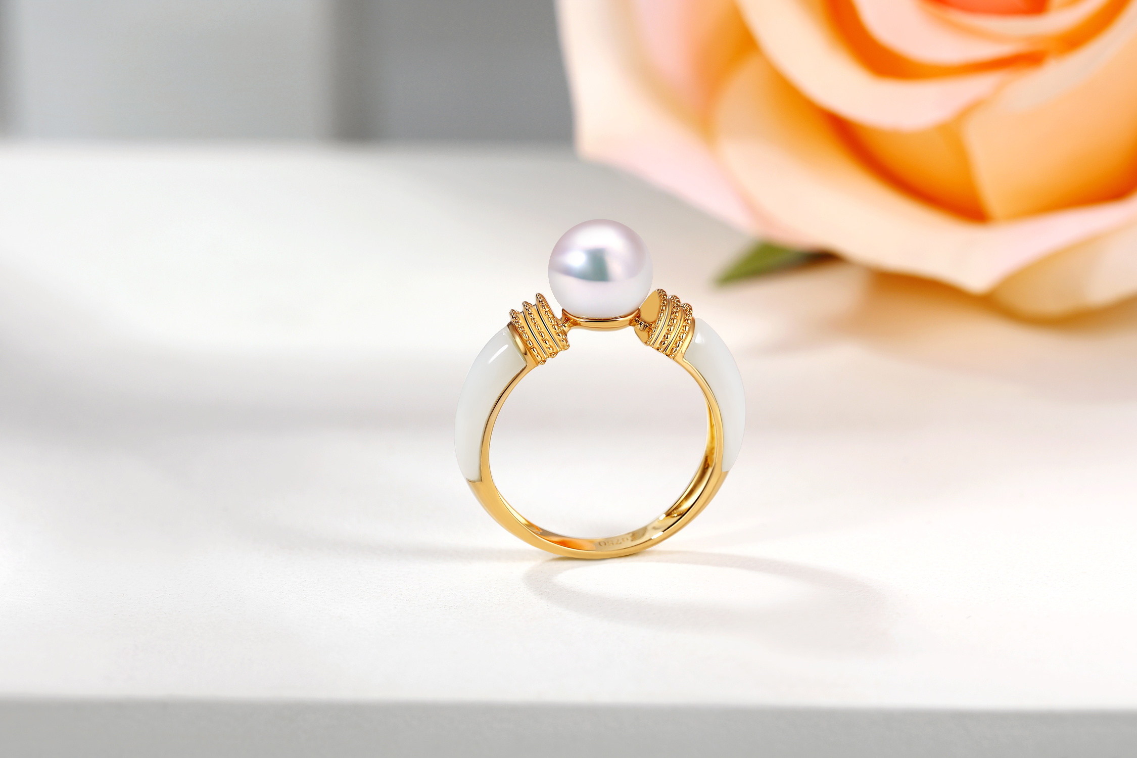 时尚正品18K黄金镶嵌天然珍珠戒指送礼聚会指环定制定做珠宝首饰