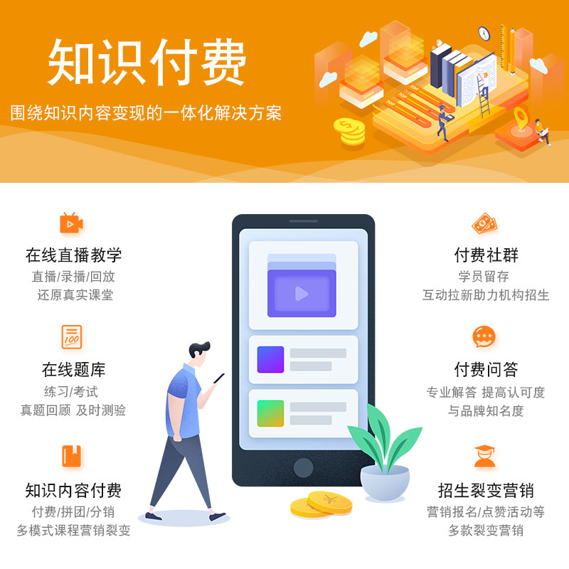 公众号H5微信小程序知识付费系统平台搭建商城在线教育培训网课程