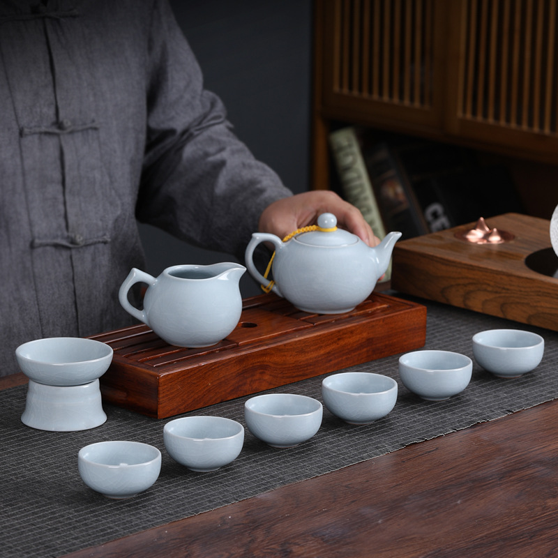 工厂直供汝窑茶具套装陶瓷茶具家用礼品（可定制）