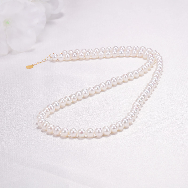 珍珠4.5-5mm近圆微瑕小珍珠锁骨链项链淡水珍珠项链女