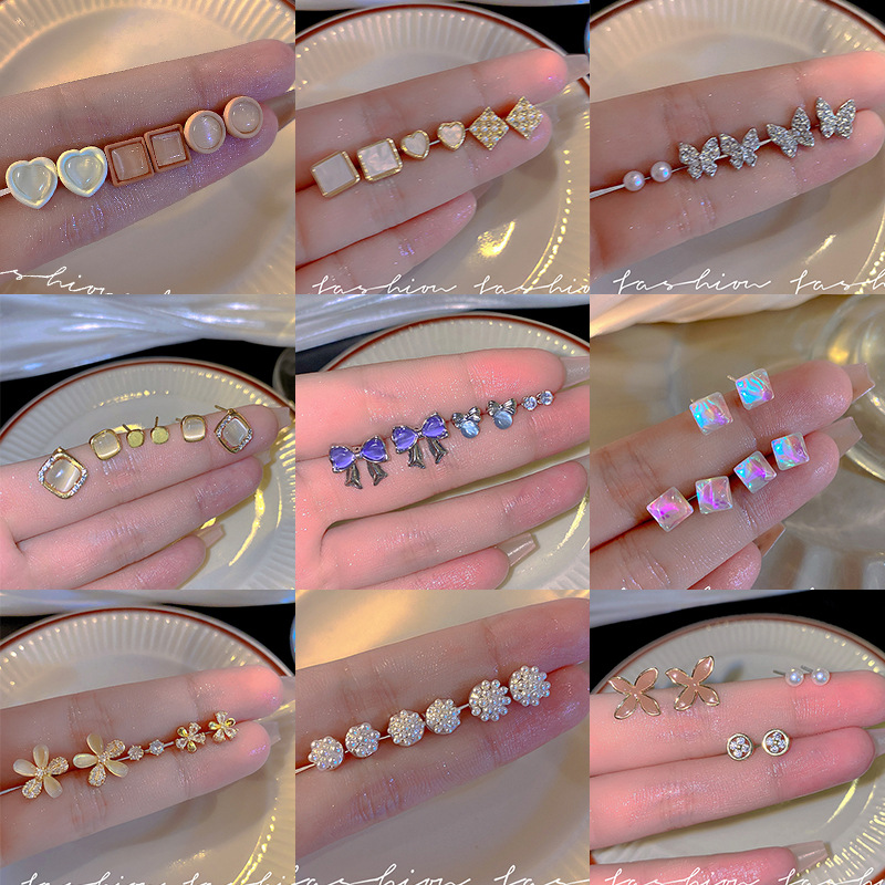 925银针个性轻奢套装耳环高级感小众精致耳钉时尚通勤百搭耳饰女