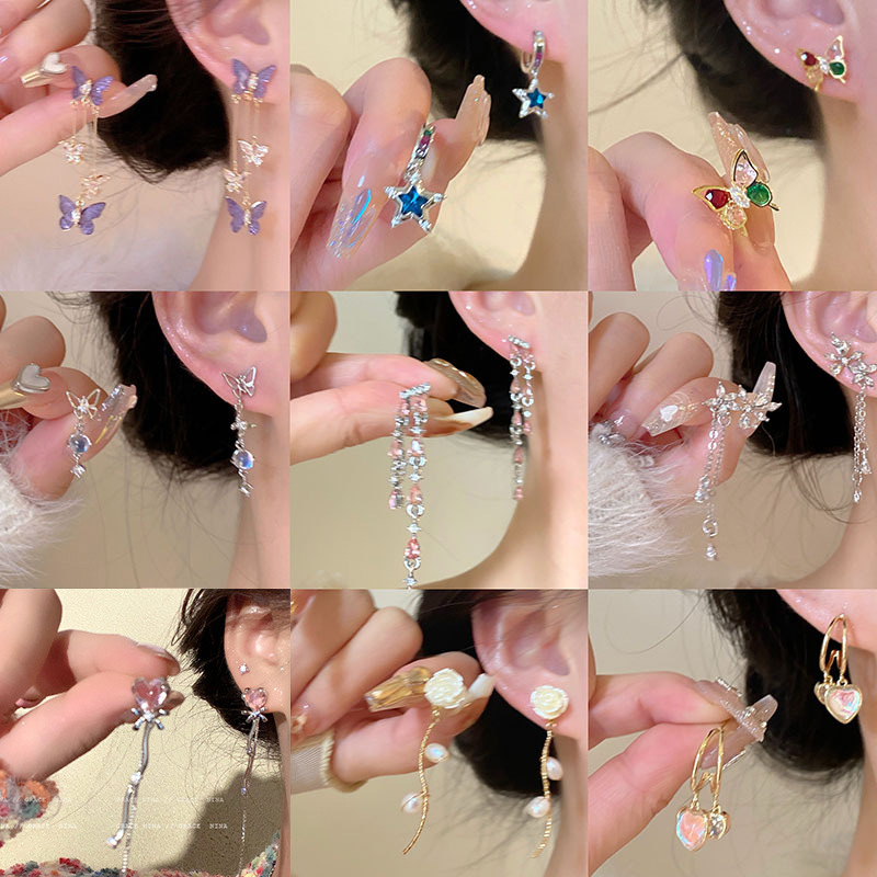 轻奢小众珍珠花朵耳环韩系流苏高级感时尚大气耳钉耳坠